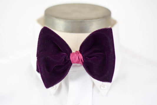 Fuchsia Velvet & Satin Bow Tie