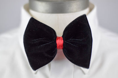 Black Velvet & Red Satin Bow Tie