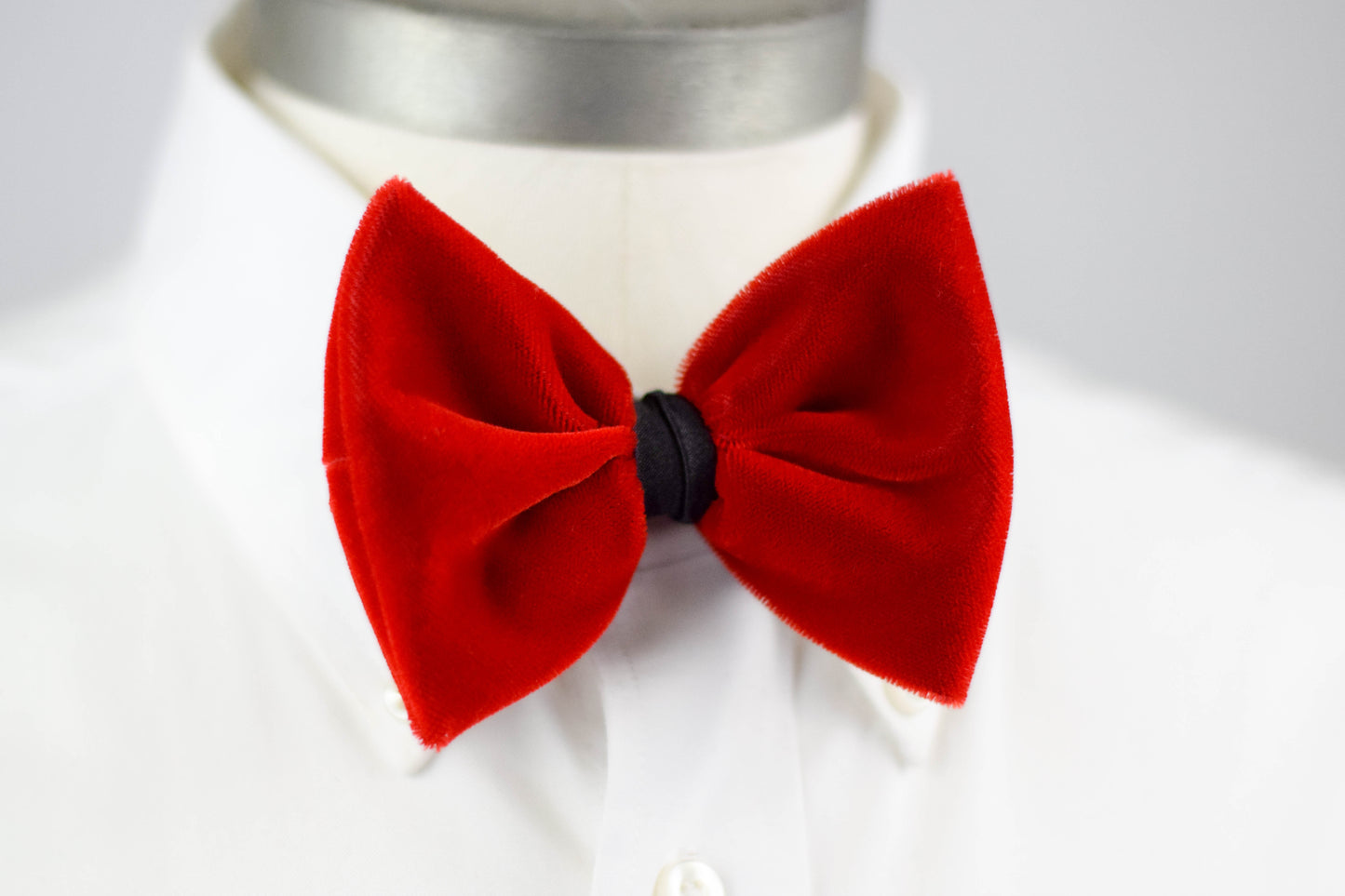 Red Velvet & Black Satin Bow Tie