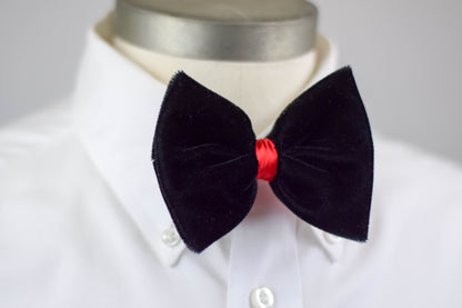 Black Velvet & Red Satin Bow Tie