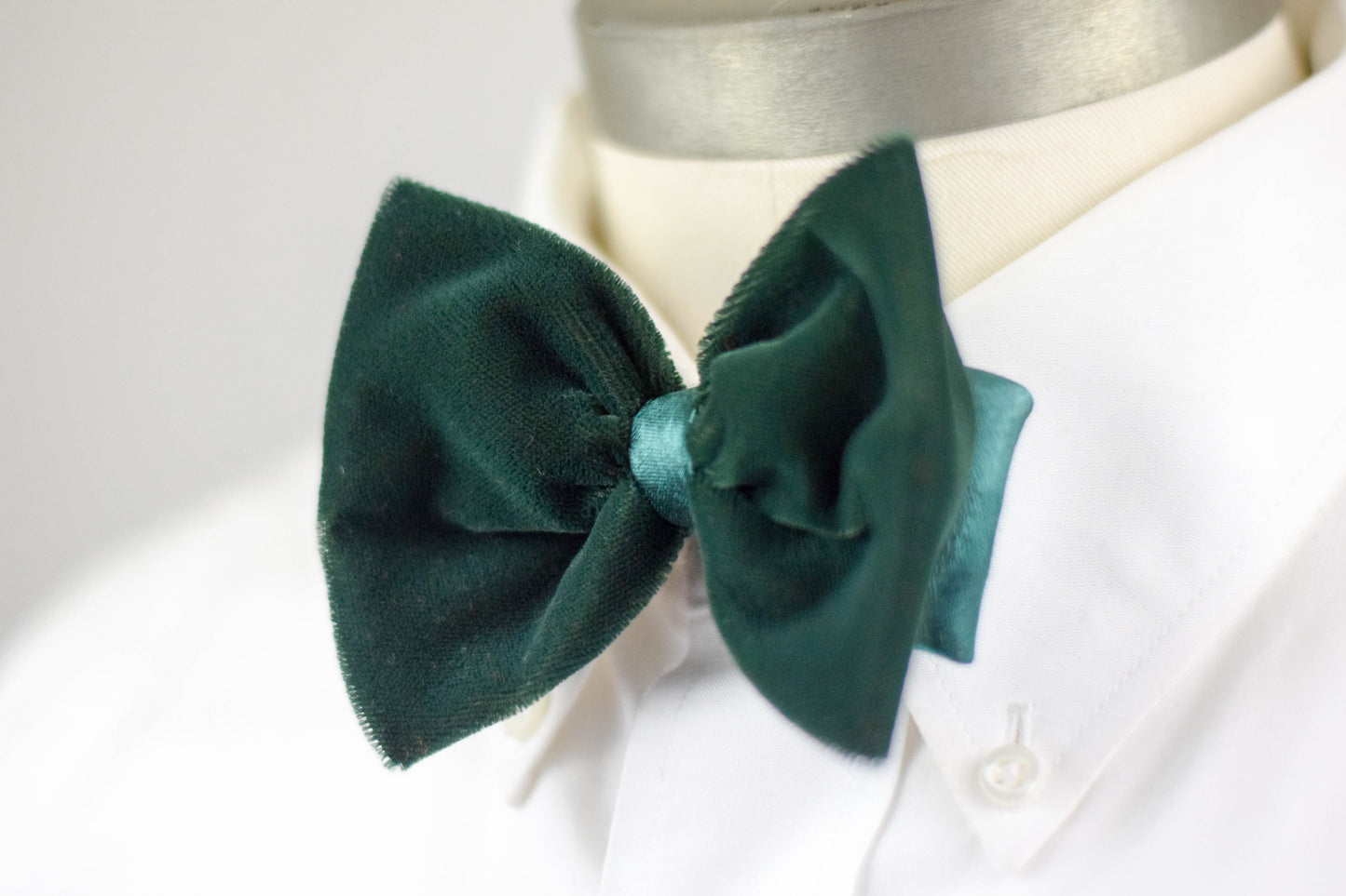 Green Velvet & Satin Bow Tie